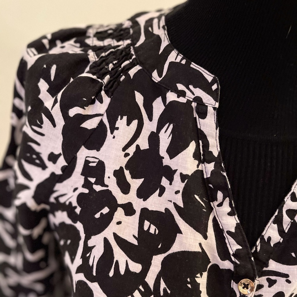Rafaella women’s 100% linen black & white tunic SM - Picture 5 of 13